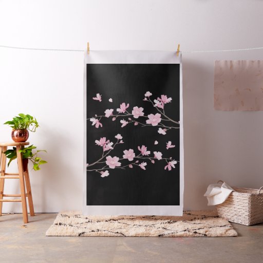 Cherry Blossom - Black Fabric