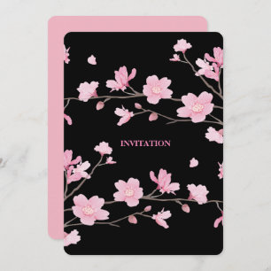 Cherry Blossom - Black Invitation
