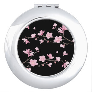 Cherry Blossom - Black Makeup Mirror