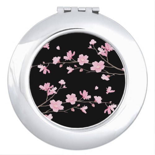 Cherry Blossom _ Black Makeup Mirror