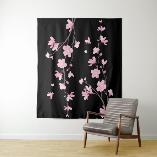 Cherry Blossom _ Black Tapestry