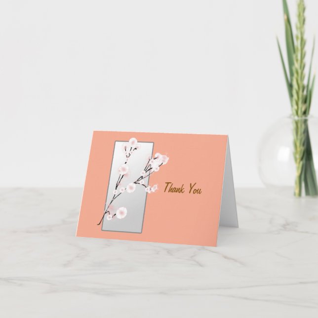 Cherry Blossom Blank Letterpress Thank You Card (Front)