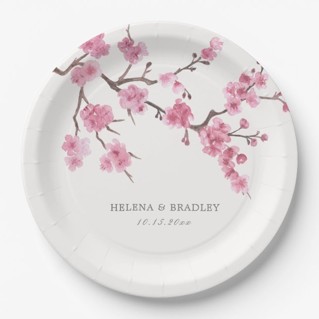 Cherry Blossom Bloom  Paper Plates (Front)