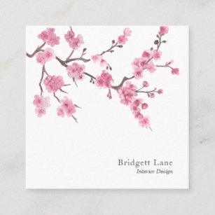 Cherry Blossom Bloom   Pink Square Business Card
