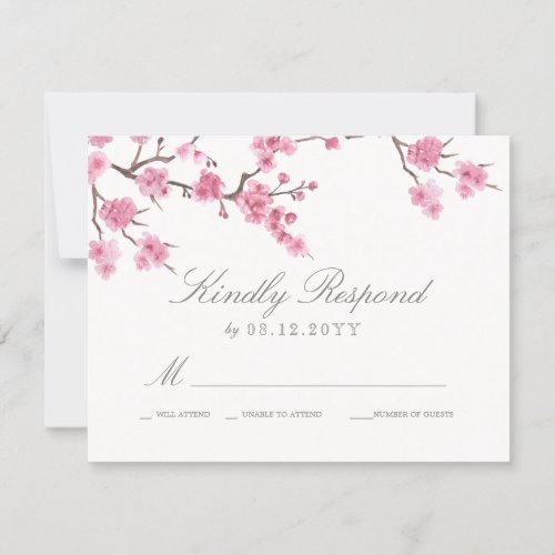 Cherry Blossom Bloom  Pink Wedding RSVP