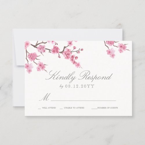 Cherry Blossom Bloom  Pink Wedding RSVP