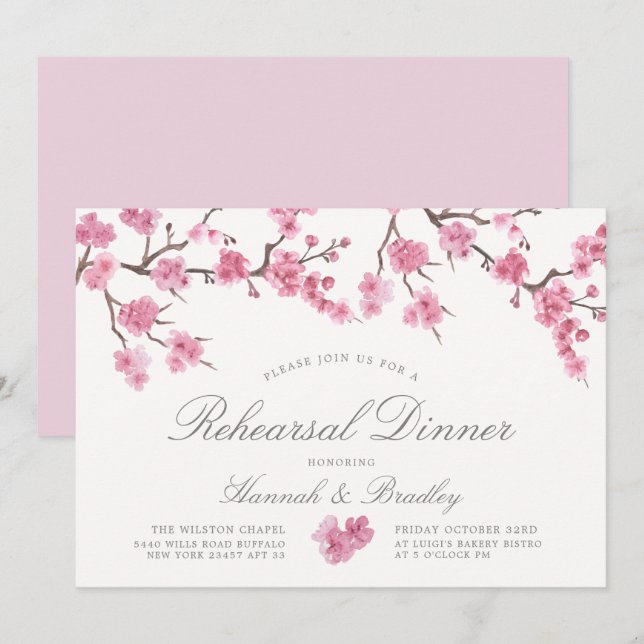 Cherry Blossom Bloom | Rehearsal Dinner Invitation (Front/Back)
