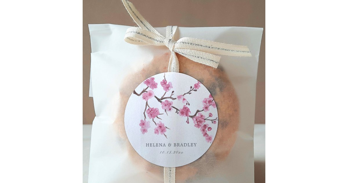 Cherry Blossom Bloom Wedding Classic Round Sticker | Zazzle