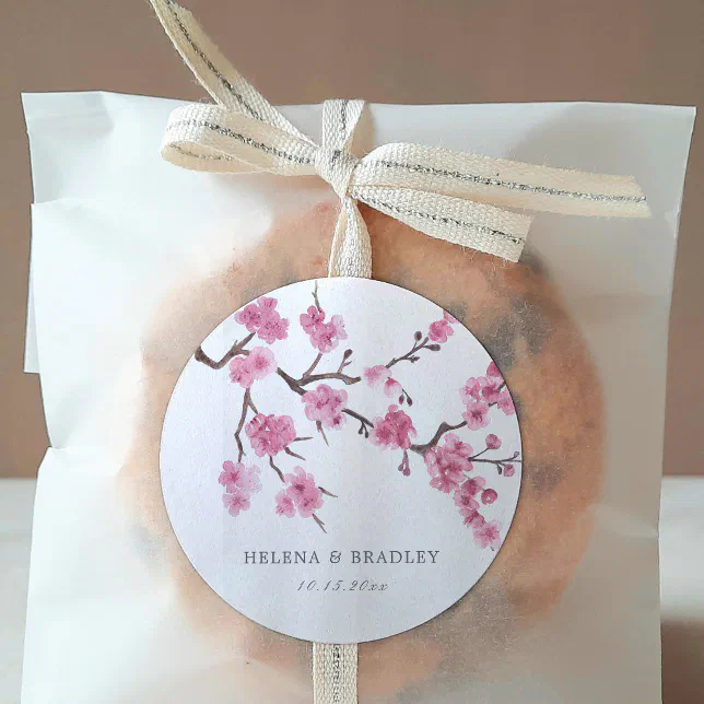 Cherry Blossom Bloom Wedding Classic Round Sticker | Zazzle
