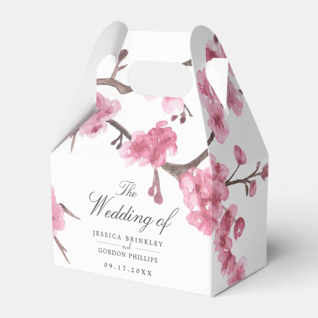 Cherry Blossom Bloom Wedding  Favor Boxes (Front Side)