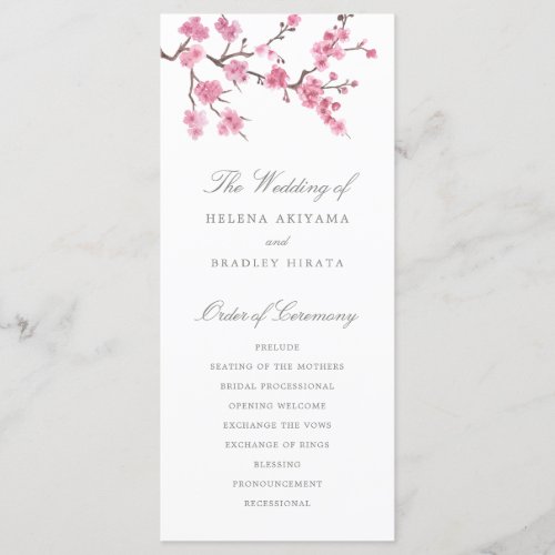 Cherry Blossom Bloom  Wedding Program