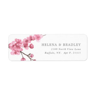 Cherry Blossom Bloom   Wedding Return Address Label