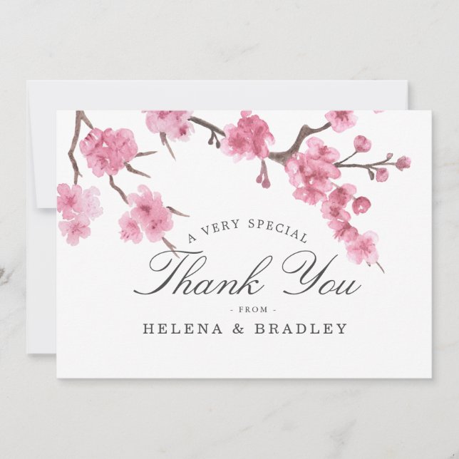 Cherry Blossom Bloom | Wedding Thank You Card (Front)