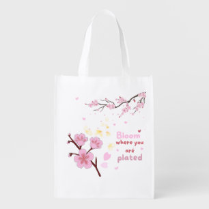 Cherry Blossom Bloom Where You Are Planted Grocery Bag