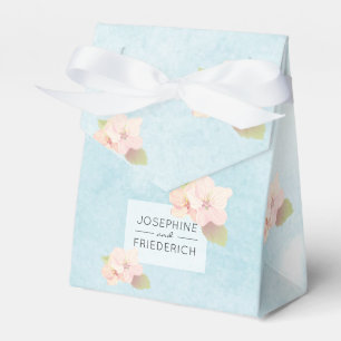 Cherry Blossom Blue Watercolor Wedding Favor Box