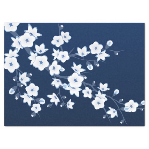 Cherry Blossom Blue White Tissue Paper