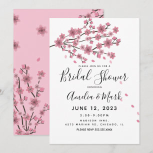Cherry Blossom Blush Petals Bridal Shower Invitation