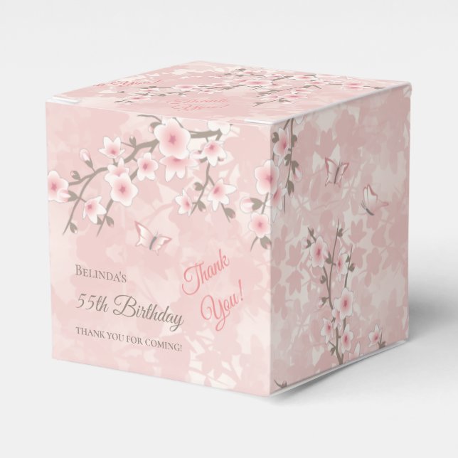 Cherry Blossom Blush Pink Birthday  Favor Box (Front Side)