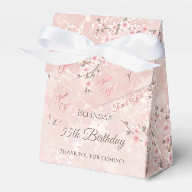 Cherry Blossom Blush Pink Birthday  Favor Box (Front Side)