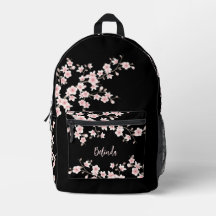 Cherry Blossom Blush Pink Black Monogram