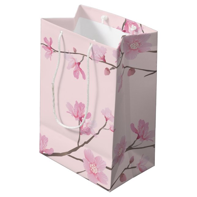 Cherry Blossom - Blush Pink Medium Gift Bag (Back Angled)