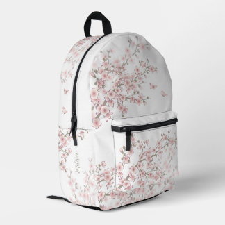Cherry Blossom Blush Pink Monogram Printed Backpack