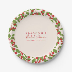 Cherry Blossom Border Personalized Bridal Shower Paper Plates