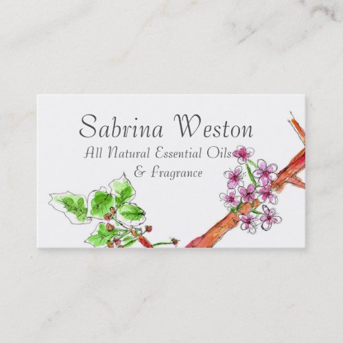 Cherry Blossom Botanical Drawing Business Card