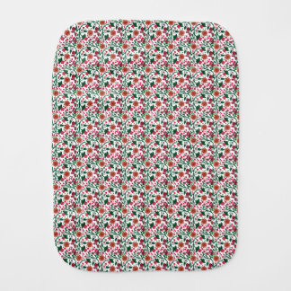 Cherry Blossom Botanical Pattern | Red Floral Baby Burp Cloth