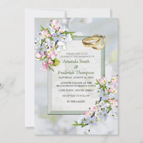 Cherry Blossom Bouquet Theme Wedding Invitation