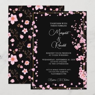 Cherry Blossom bouquet watercolor Invitation