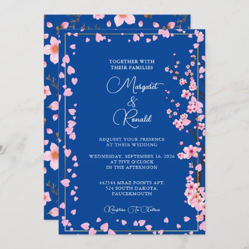 Cherry Blossom bouquet watercolor Invitation