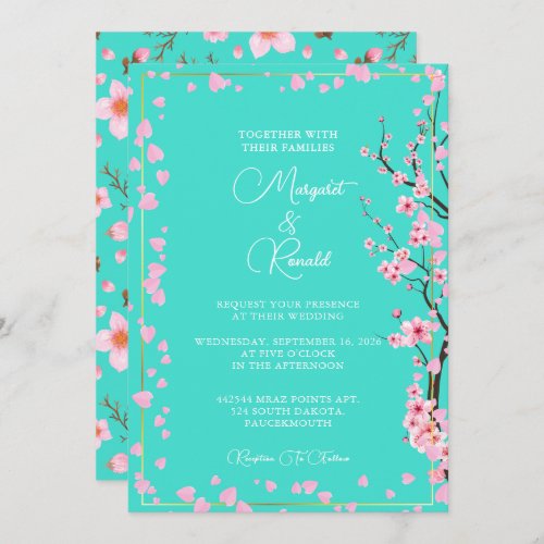 Cherry Blossom bouquet watercolor Invitation