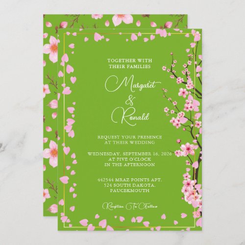 Cherry Blossom bouquet watercolor Invitation