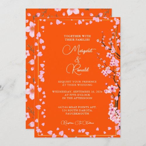 Cherry Blossom bouquet watercolor Invitation