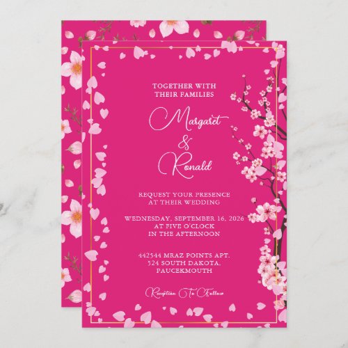 Cherry Blossom bouquet watercolor Invitation