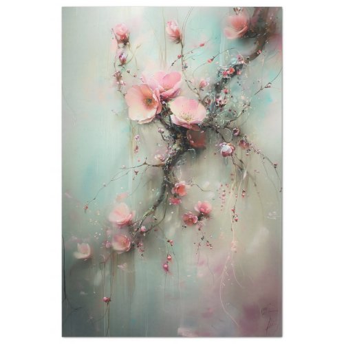 Cherry Blossom Branch Abstract Realism Tissue Paper