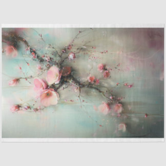 Cherry Blossom Branch, Abstract Realism Tissue Paper