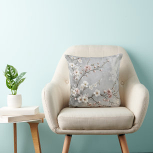Cherry Blossom Branch Abstract Throw Pillow