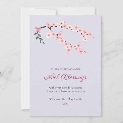 Cherry Blossom Branch Family Christmas Card