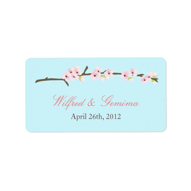 Cherry Blossom Branch Label (Blue) (Front)