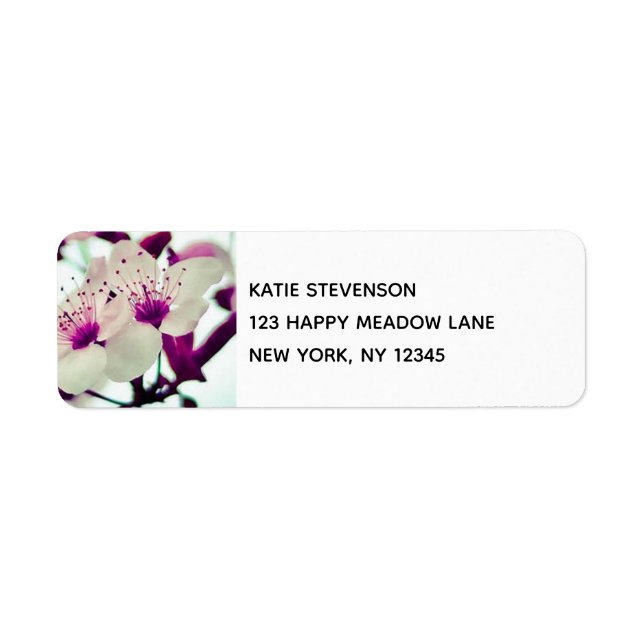Cherry Blossom Branch Pretty Floral Design Label (Front)