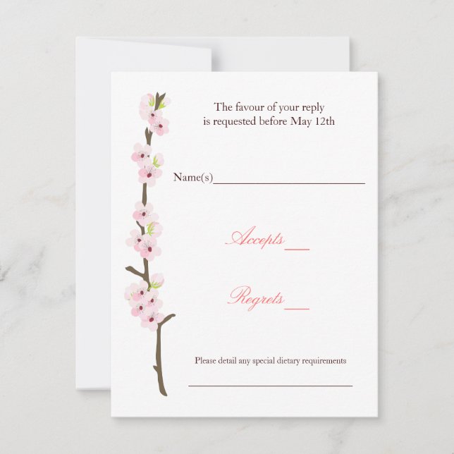 Cherry Blossom Branch RSVP (White) (Front)