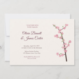 Cherry Blossom Branch Spring Wedding Invitation