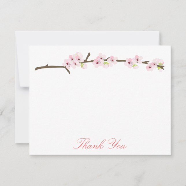 Cherry Blossom Branch Thank You (White) (Front)