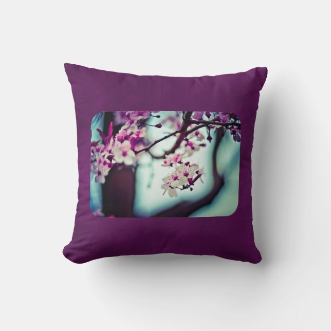 Cherry Blossom Branch Throw Pillow (Front)