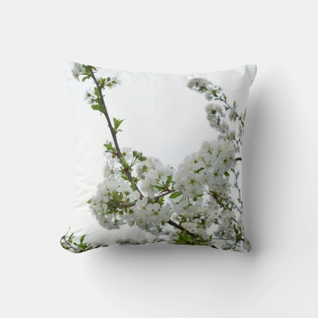 Cherry blossom branch throw pillow (Front)