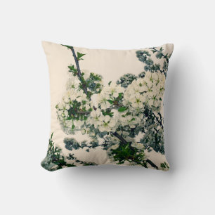 Cherry blossom branch throw pillow