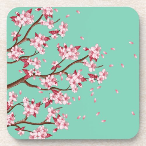 Cherry Blossom Branches Beverage Coaster