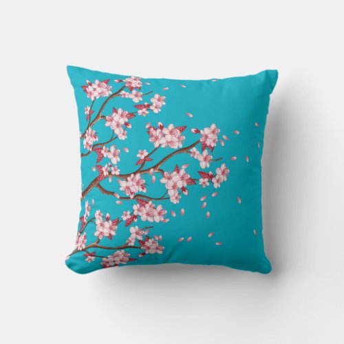 Cherry Blossom Branches Custom Throw Pillow